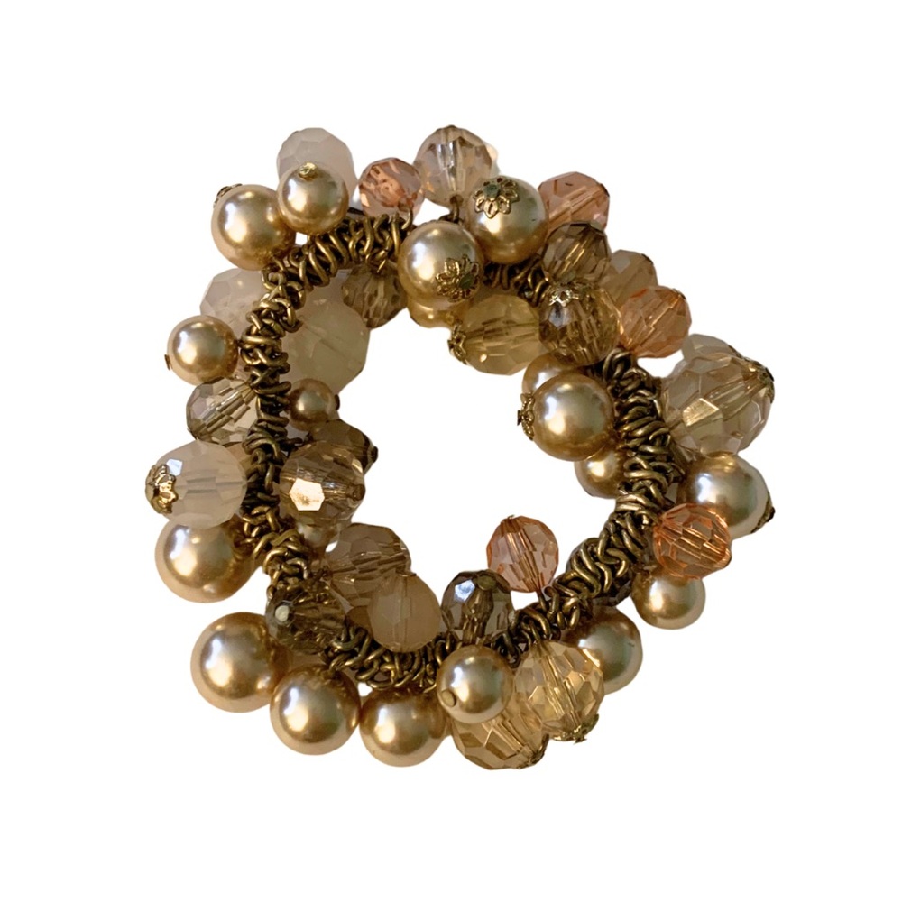 2/$30 CHICO’S Pearl Gold Pink Bracelet Sparkly Metallic Romantic Feminine Fairy